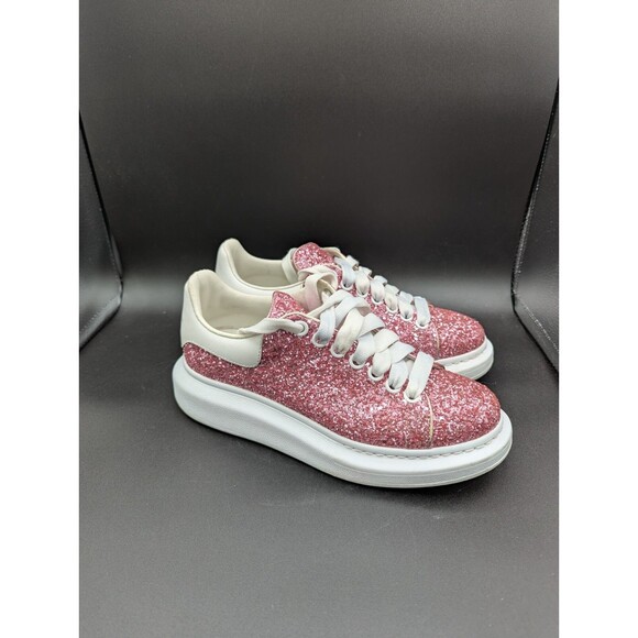 Alexander McQueen Womens Sz 8.5 EU 38.5 Pink Glitter Oversize Sneakers - Picture 4 of 14